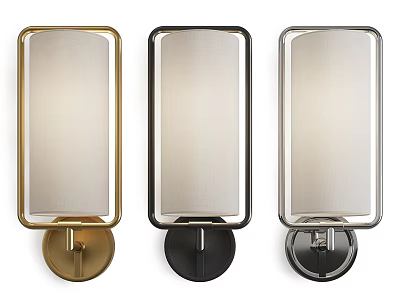 Modern Gold Black Silver Rectangular Shade Wall Sconces With Circular Base 3d model