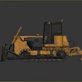 Yellow Tracked Bulldozer With Front Blade Cab And Heavy Duty Construction Tracks