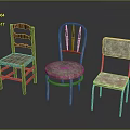 Vintage Furniture Chairs In Different Styles With Distressed Wood And Unique Back Designs