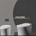 Poliform Modern White Smart Toilets With Blue Lights In Sleek Bathroom Design