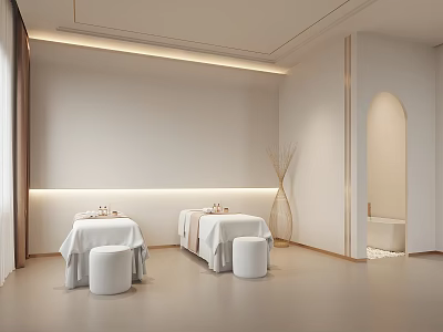 Modern Minimalist SPA Room Interior With Beds 3d model