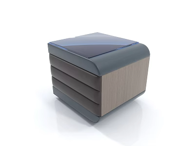Modern Bedside Table Design With Wooden Panel And Dark Upholstered Top 3d model