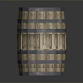 Wooden Barrel Shaped Household Item With Metal Hoops And Cylindrical Design