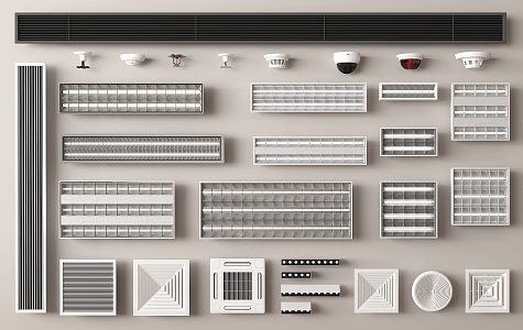 Grille lamp grille lamp air conditioner air outlet exhaust port aluminum gusset plate air outlet central air conditioner 3d model