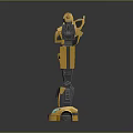 Yellow And Gray Robot Toy With Glowing Blue Parts And Mechanical Structure
