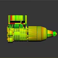 3D Model Industrial Mechanical Equipment With Black Top White Housing And Yellow Green Cone