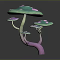 Fresh Colorful Edible Mushrooms With Vibrant Green Purple Caps And White Spots