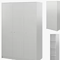 Modern White Dresser With Multiple Drawers And Open Storage Shelves