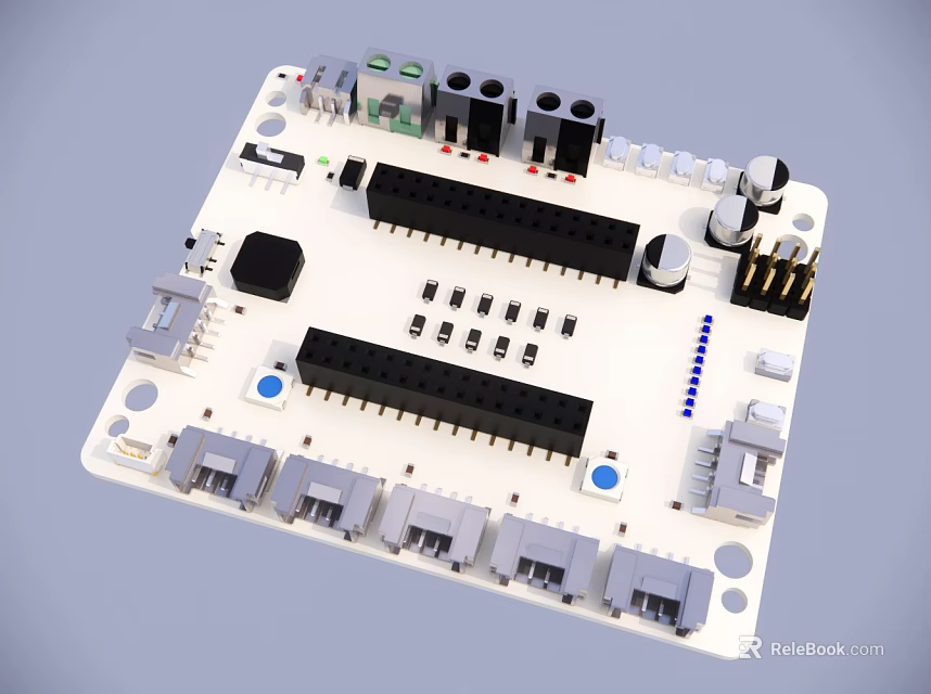 Smart Machine Circuit Board With Interface Ports Connectors And Electronic Components 3d model