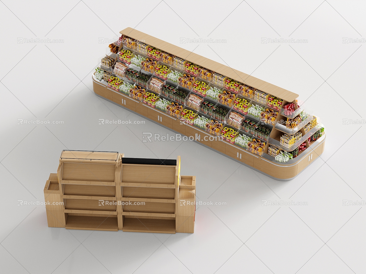 Modern Shopping Mall Supermarket Container Rack Shelf Snacks 3d model