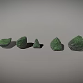Natural Green Stone Specimens with Various Shapes Sizes Arranged in Row for Decoration