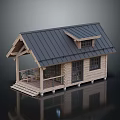 Log Cabin Exterior Design With Gray Metal Roof Porch And Wooden Windows