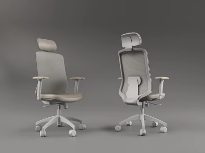 Modern Ergonomic Office Chair With Adjustable Headrest Mesh Back And Swivel Base 3d model