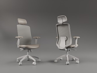 Office Chair Ergonomic Chair Computer Chair E-Sports Chair Cream Style Grey and White Wheelchair Swivel Chair 3d model