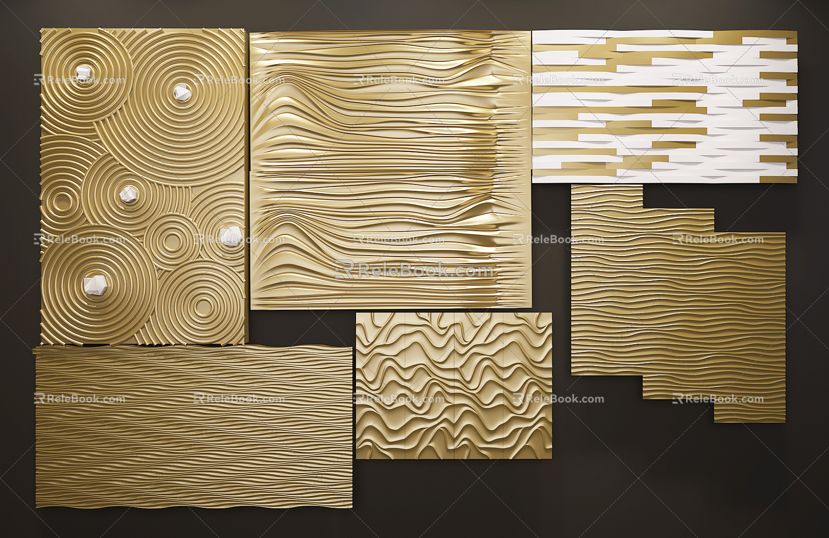 Modern wall wall decoration board wave board 3d model