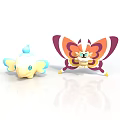 Cartoon Plant Dolls Featuring White Blue Dolphin And Purple Orange Butterfly Designs