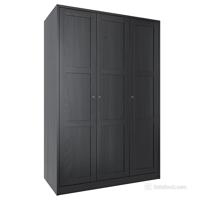 Modern Dark Wood Entryway Side Cabinet With Multi Door Storage Design 3d model 