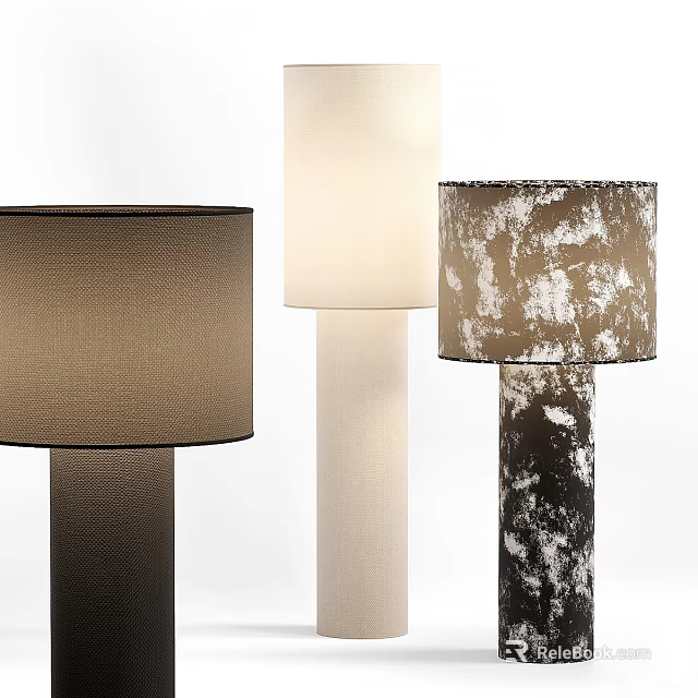 Stylish Floor Lamps With Textured Shades And Unique Base Designs For Modern Interiors 3d model 
