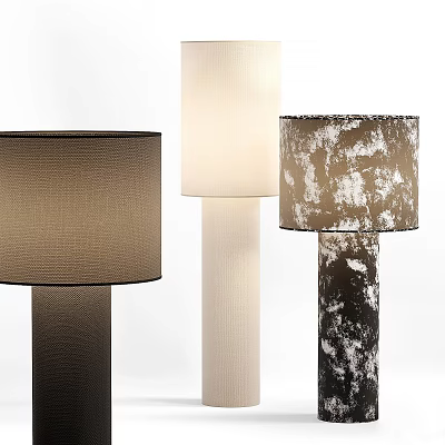 Stylish Floor Lamps With Textured Shades And Unique Base Designs For Modern Interiors 3d model