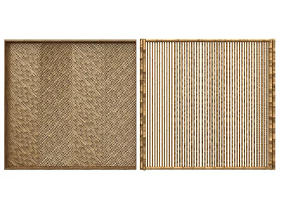 Wooden Room Dividers With Textured Panels And Vertical Stripes Design 3d model