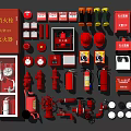 Essential Fire Fighting Equipment Collection Featuring Hydrants Extinguishers Hoses And Alarm Bells