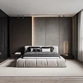 Modern Bedroom Interior Design With King Bed Nightstand Soft Rug And Curtains