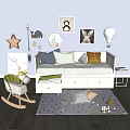 Kids Room Interior With Rocking Horse Small Sofa Decorative Paintings And Star Rug
