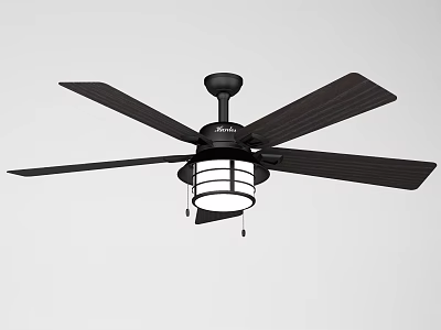 Modern Black Ceiling Light With Fan Blades And Decorative Lamp Shade Design 3d model