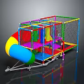 Colorful Commercial Kids Playground Equipment With Slide Net Fencing And Platforms
