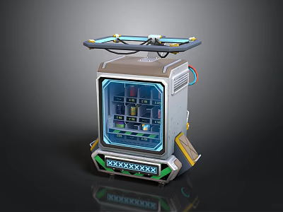 Futuristic Tech Device With Transparent Panel Internal Components And Top Platform 3d model