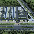 Large Scale Industrial Factory Complex With Multiple Warehouses Green Spaces And Road Network 3d model