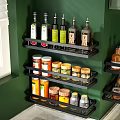 Wall Mounted Black Bathroom Cabinet Rack With Multi Layers For Toiletries Corner Storage
