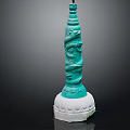 Traditional Green Pillar With Intricate Dragon Carvings And White Base