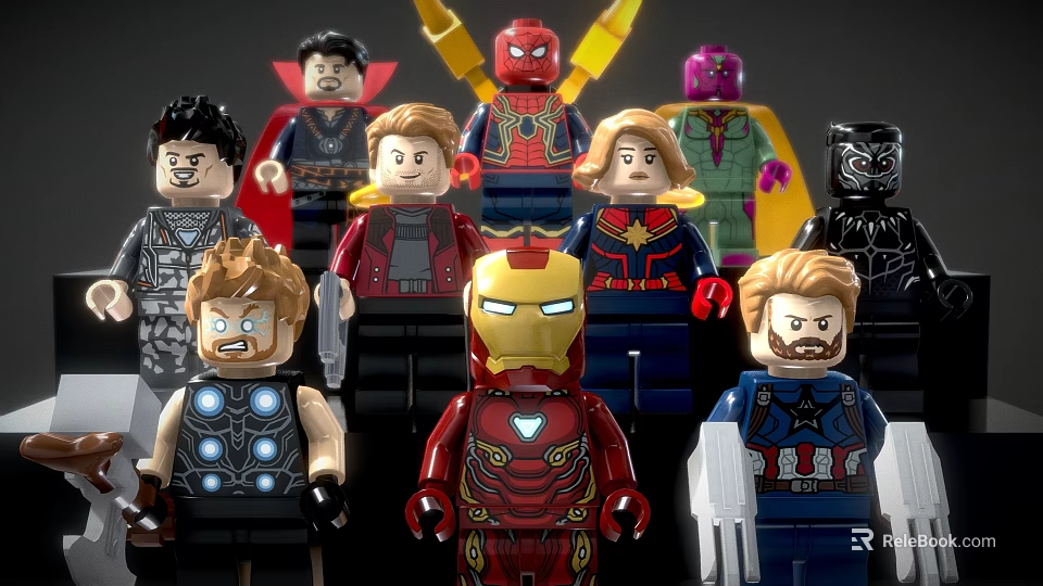 Popular Lego Style Superhero Action Figures With Various Marvel Characters 3d model 