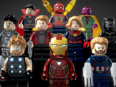 Popular Lego Style Superhero Action Figures With Various Marvel Characters 3d model