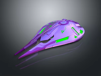 Purple Green Streamlined Tech Device With Futuristic Sleek Surface Design 3d model