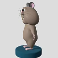 Cute Cartoon Hamster Character With Big Eyes Pink Ears And Whiskers Standing On Blue Base