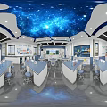 Modern Laboratory Interior With Lab Tables Stools And Starry Sky Ceiling 3d model