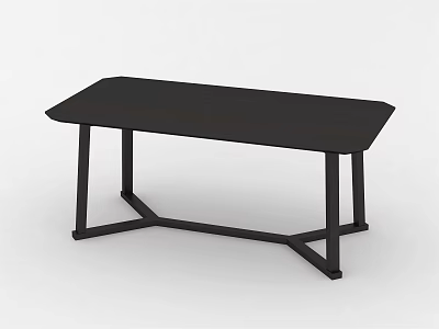 Modern Black Dining Table With Sleek Metal Legs And Minimalist Design 3d model