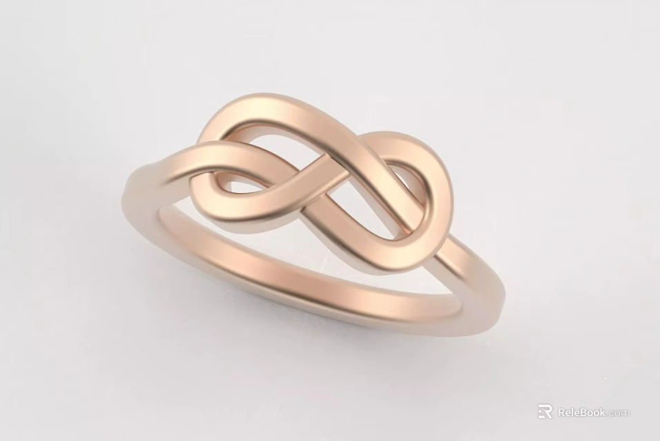 Rose Gold Infinity Knot Ring With Minimalist Design For Fashion Jewelry 3d model 