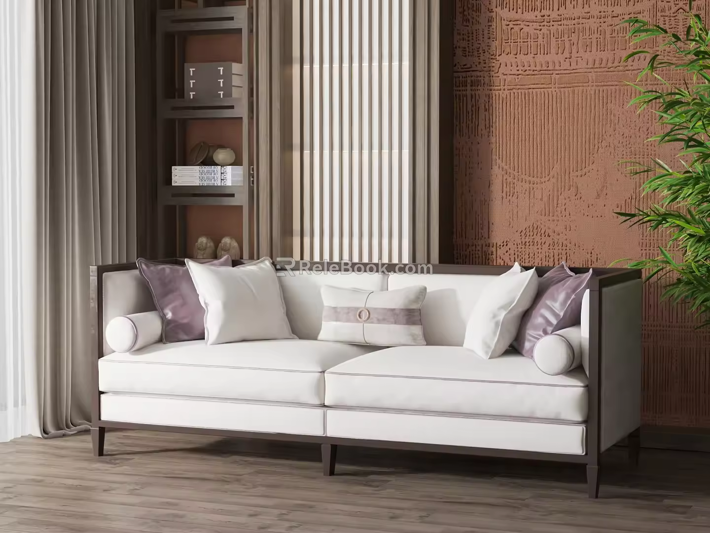 New Chinese-style double sofa 3d model