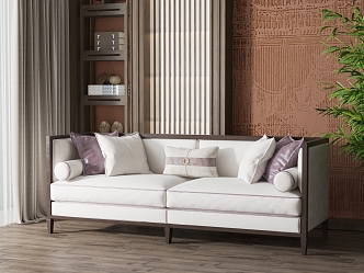 New Chinese-style double sofa 3d model