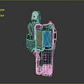 Futuristic Mechanical Weapon With Blue Screen Wires And Metal Casing Design