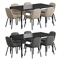 Modern Black Dining Table With Beige And Gray Chairs Setup Design 3d model
