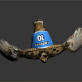 Ostrich With Spread Wings Wearing Blue Sneakers In Detailed 3D Rendering