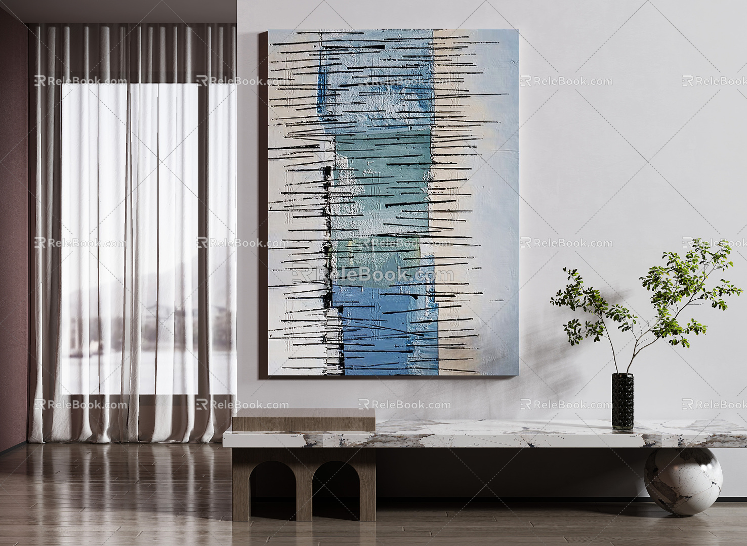 Modern abstract painting decorative painting 3d model