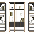Modern Three Panel Bookcase with Geometric Design Display Shelves Books and Decorative Items