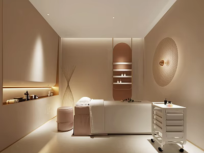 Luxurious Modern SPA Sauna Interior With Bathtub Massage Bed And Soft Lighting 3d model