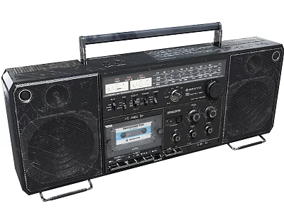 Vintage Retro Boombox Radio Cassette Player With Dual Speakers And Handle 3d model