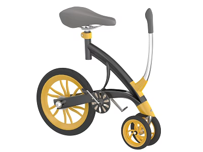 Modern Black And Yellow Bicycle With Grey Seat And Yellow Wheels Design 3d model